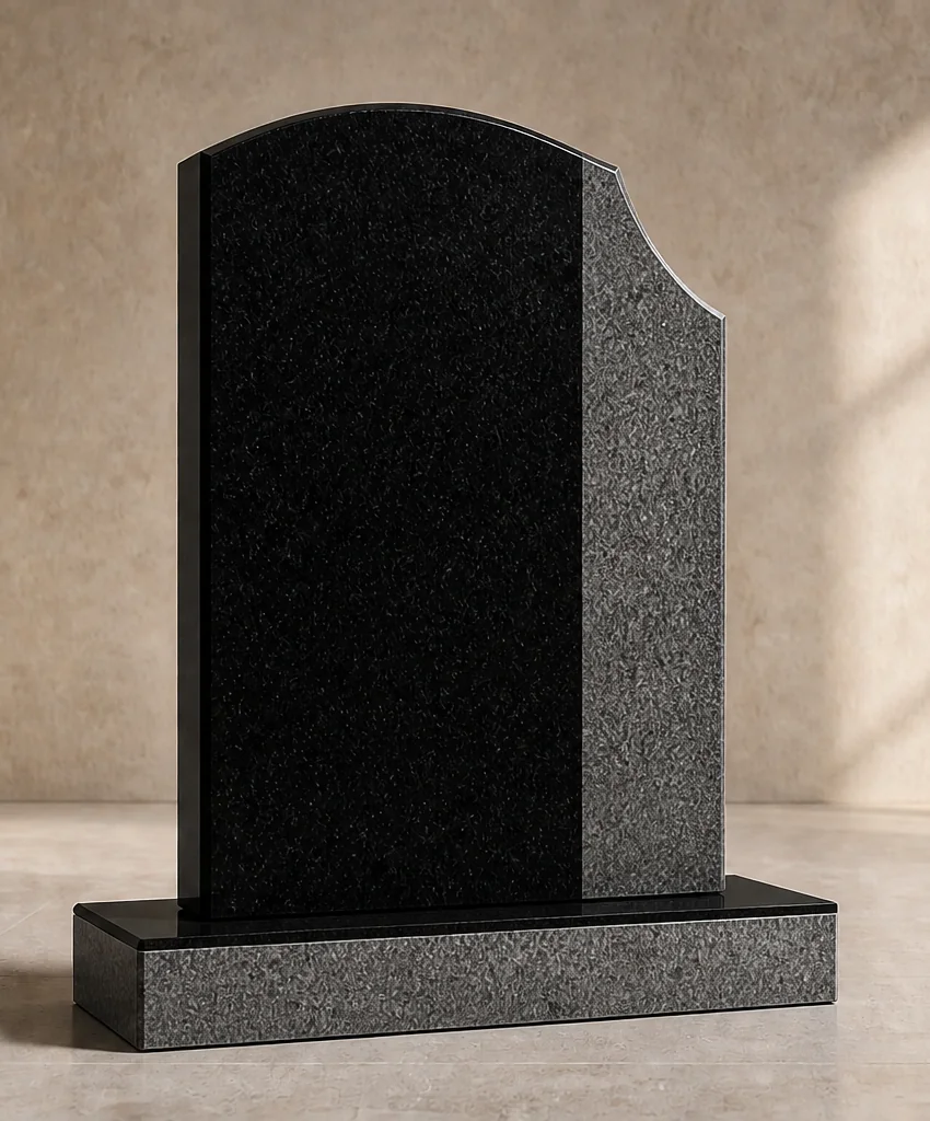 The same example memorial in black and grey granite
